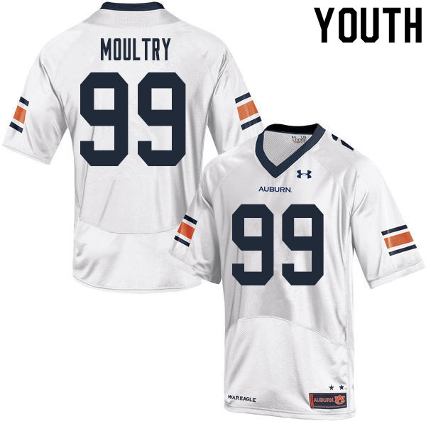 Auburn Tigers Youth T.D. Moultry #99 White Under Armour Stitched College 2020 NCAA Authentic Football Jersey UTU6574NZ